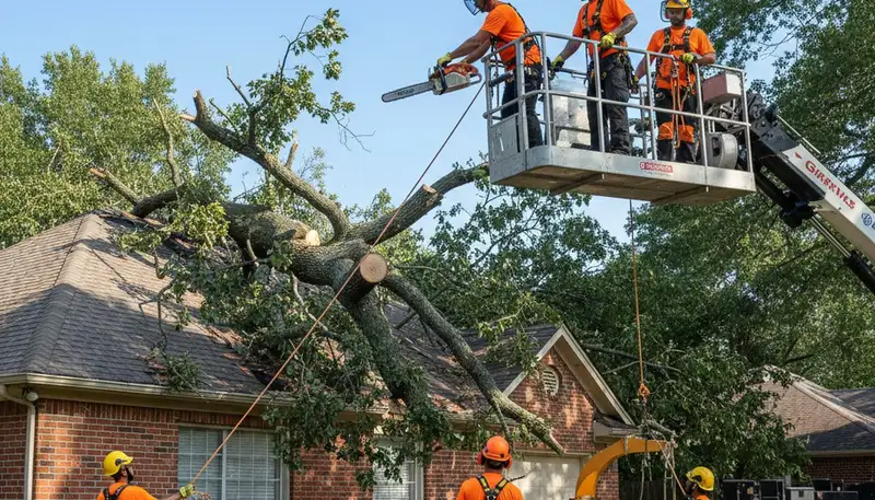 Emergency tree service crew clearing storm-damaged trees in Cincinnati, OH