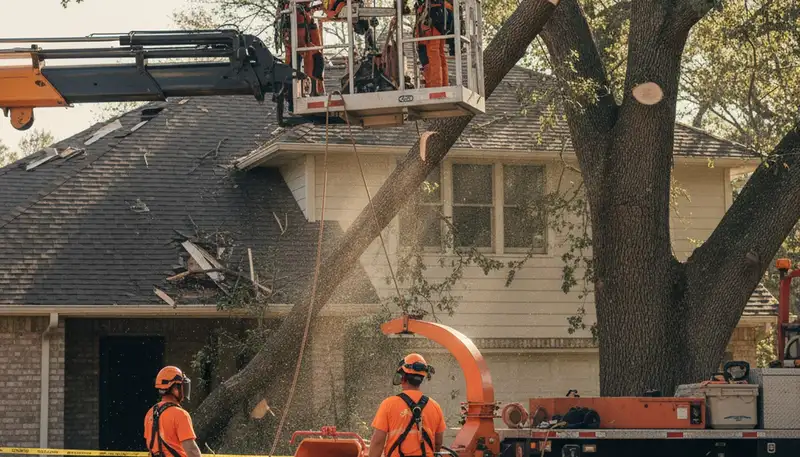 Emergency tree removal crew responding to storm damage in Cincinnati, OH