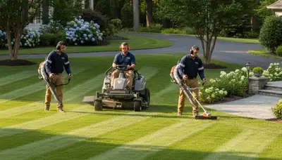 Tree service crew in Cincinnati, OH providing professional lawn and tree care for homeowners