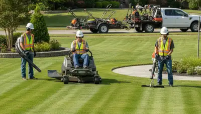 Cincinnati, OH tree service crew providing professional lawn and tree care for residential properties