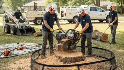 Stump removal service in Cincinnati, OH clearing a yard for safe, usable space