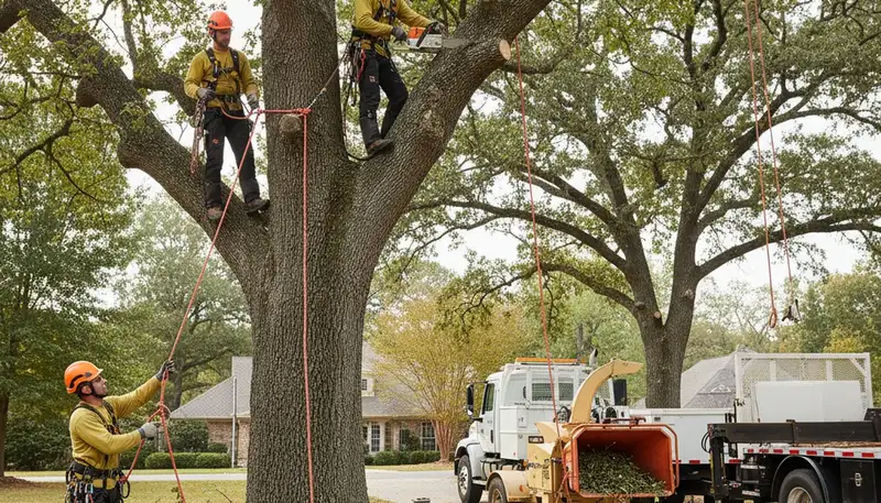 Tree removal crew safely removing a damaged tree in Cincinnati, OH
