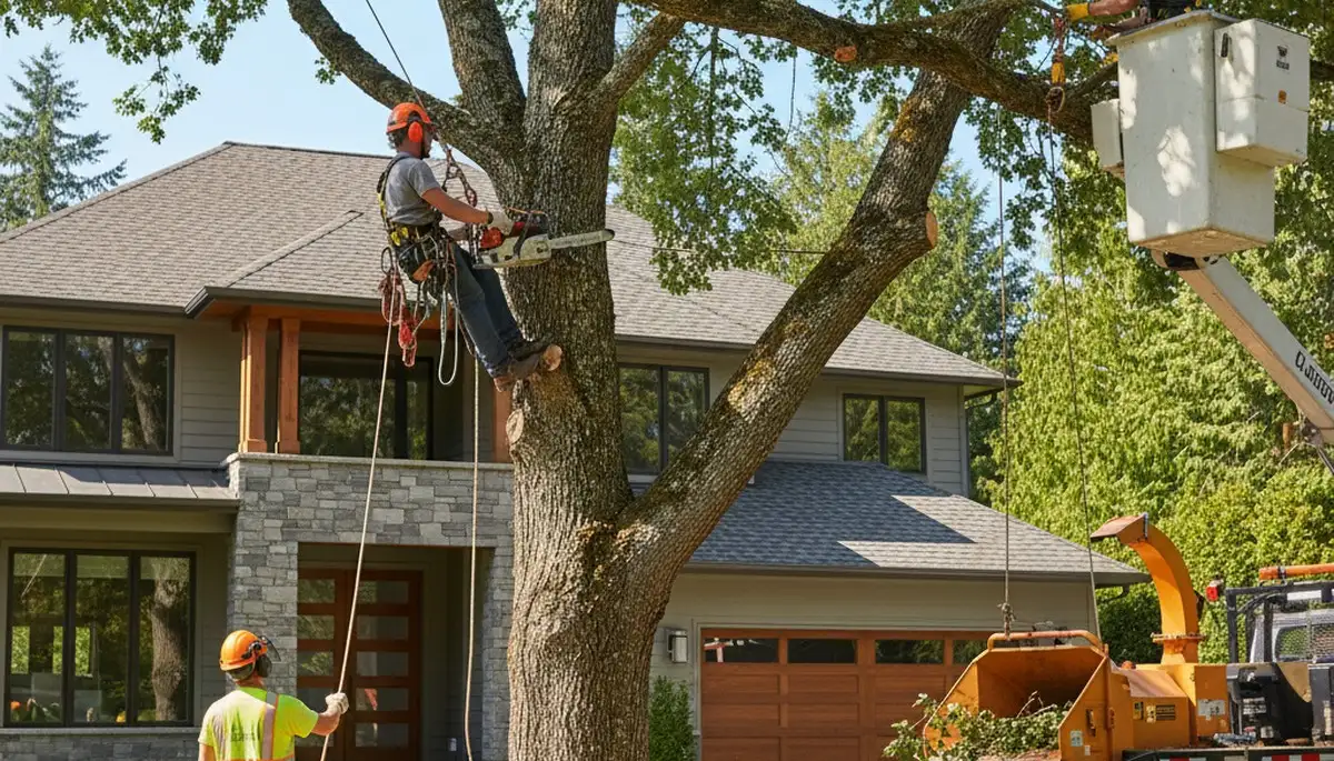 Tree service crew in Cincinnati, OH providing professional tree removal and trimming services