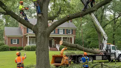 Tree service crew removing a tree in Cincinnati, OH