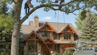 Cincinnati, OH tree service crew removing a tree for safe, professional residential tree removal