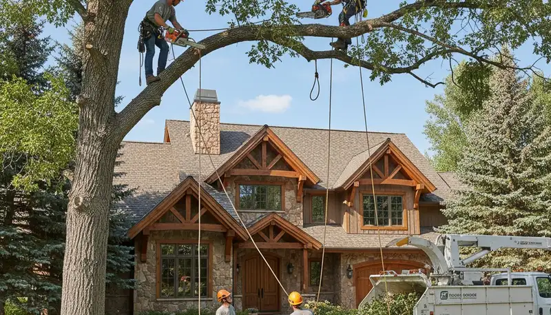 Cincinnati, OH tree service crew removing a tree for safe, professional residential tree removal