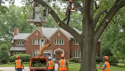 Tree service crew removing a large tree in Cincinnati, OH