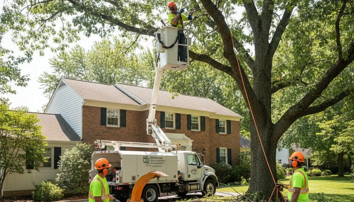 Tree service crew removing a tree in Cincinnati, OH for safe, professional tree removal