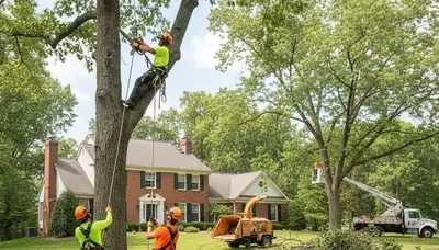 Tree service crew removing a tree in Cincinnati, OH
