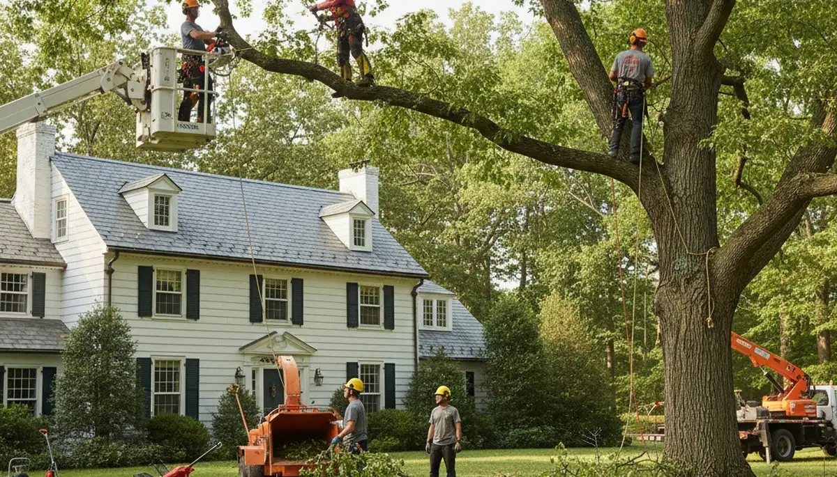 Tree service crew removing a large tree in Cincinnati, OH for safe, professional property cleanup