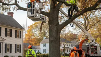 Tree service crew in Cincinnati, OH handling tree removal for a local property