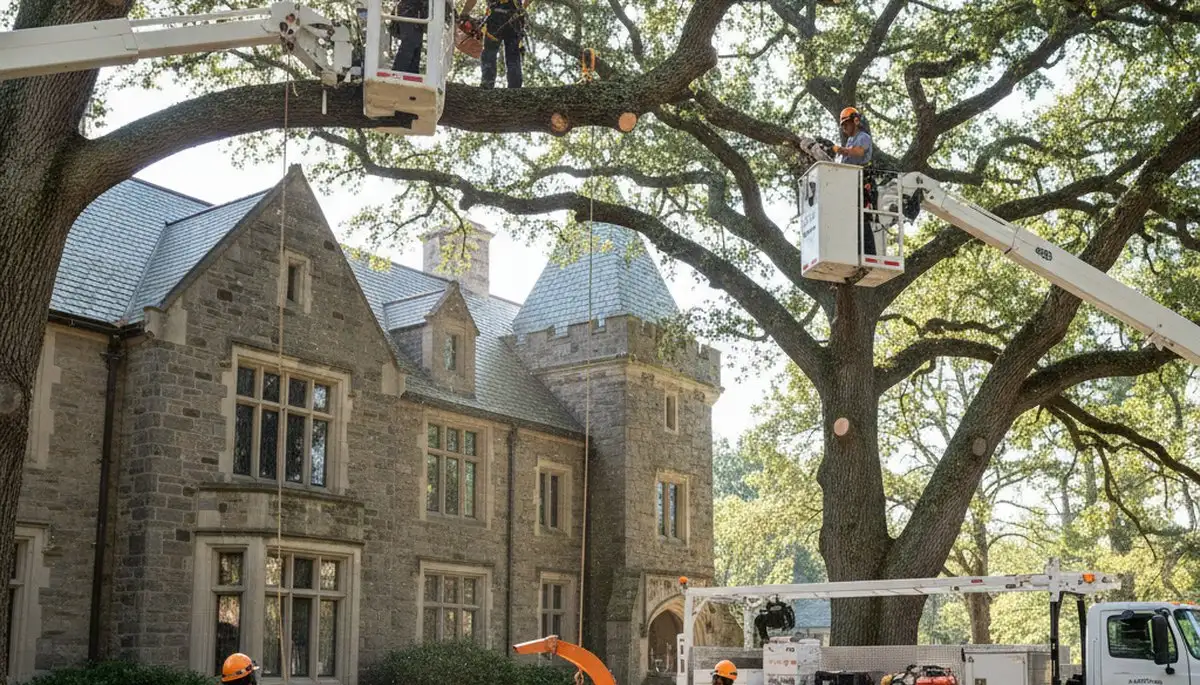 Cincinnati, OH tree service crew removing a large tree for safe residential property clearance