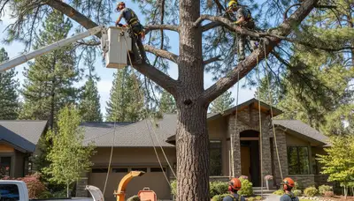 Professional tree service crew trimming trees in Cincinnati, OH