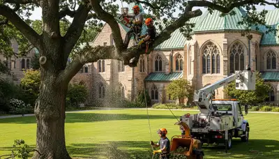 Tree removal crew with equipment serving Cincinnati, OH tree service jobs
