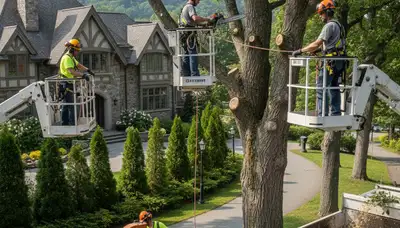 Tree service crew in Cincinnati, OH providing professional tree removal and trimming services