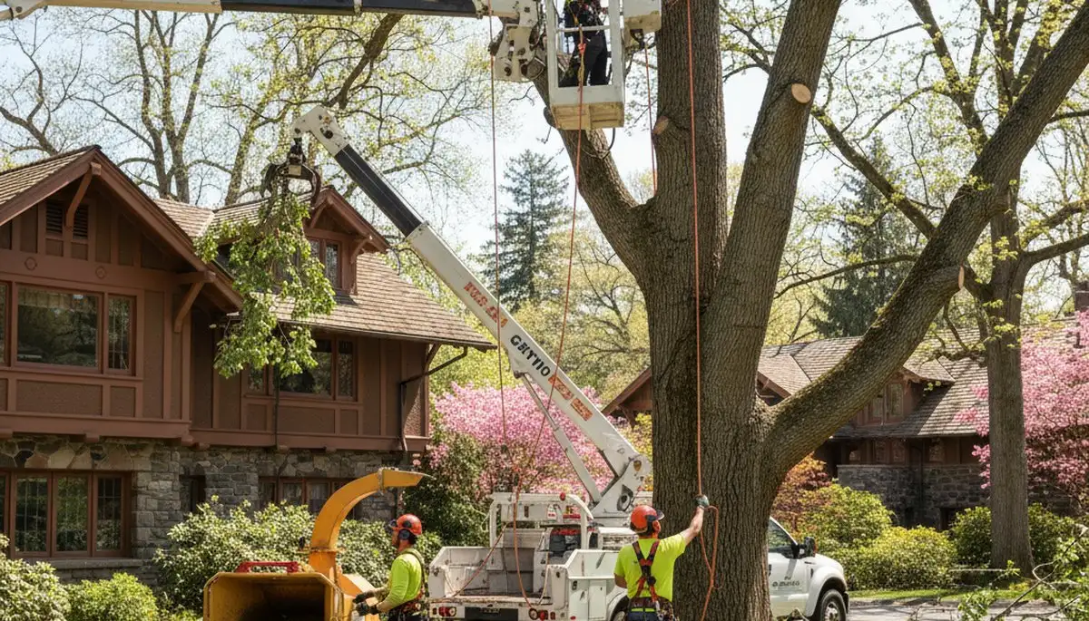 Tree service crew in Cincinnati, OH providing professional tree removal and trimming services