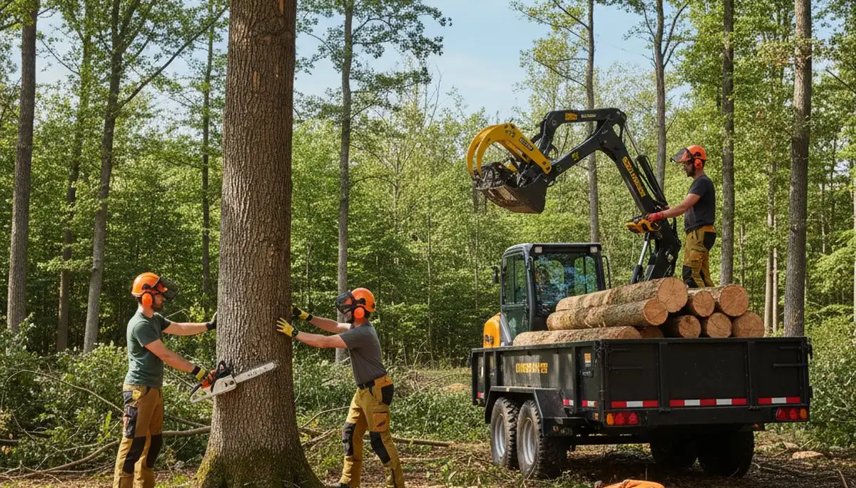 Woodlot management crew improving wooded land in Cincinnati, OH for safer, healthier trees